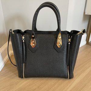 Henri Bendel A List Satchel Black Caviar Leather